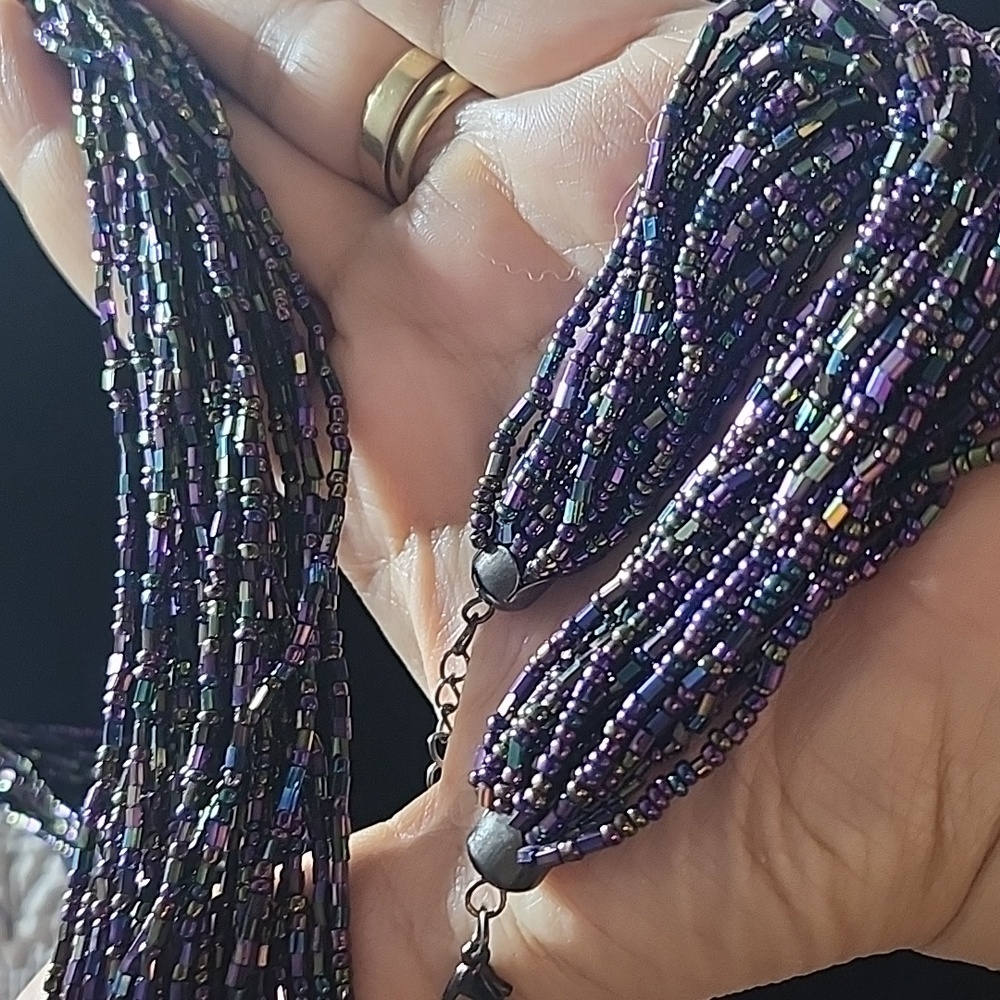 SET Elegant Purple Beaded Necklace and BRACELET